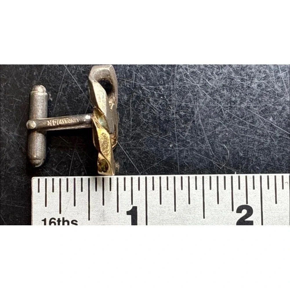 Vintage Lindsay 14K Gold Sterling Silver Knot Cufflinks Two Tone 13.62g